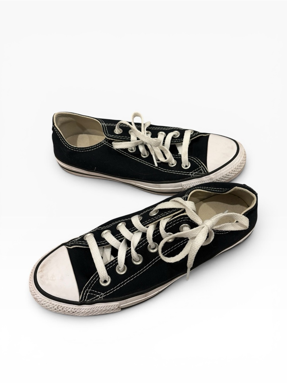 Converse Black Low-Top Canvas Sneakers with White Trim Women’s Size 8